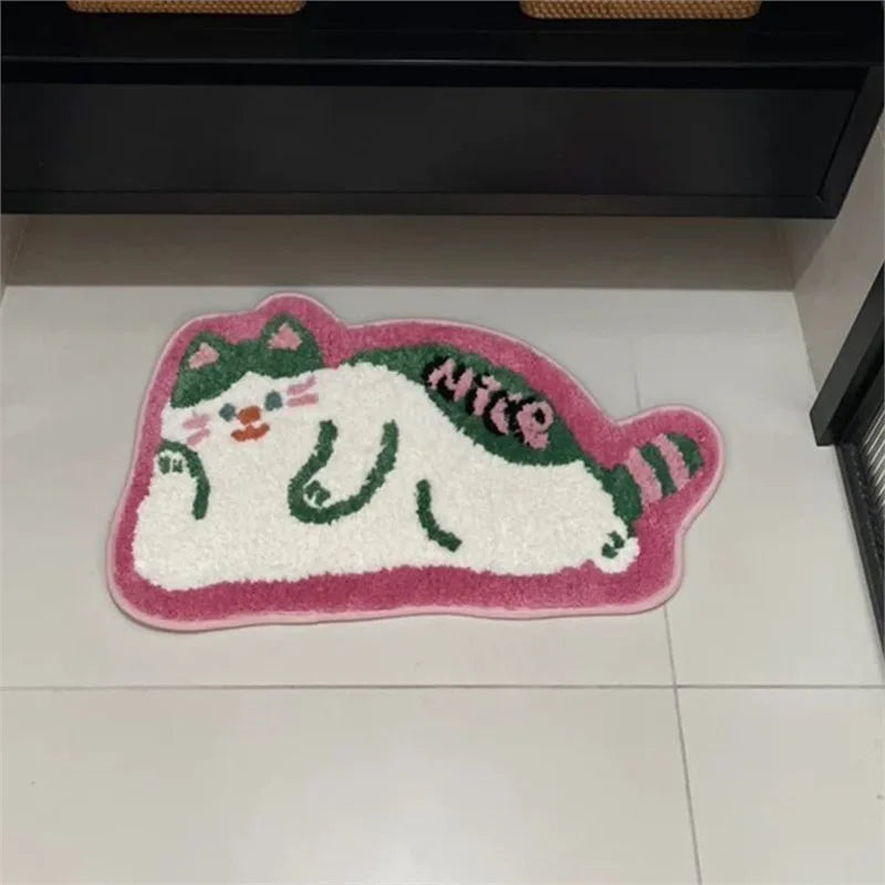Cute Animal Tufted Rug – Panda and Cat Floor Mats for Bedroom or Living Room.
