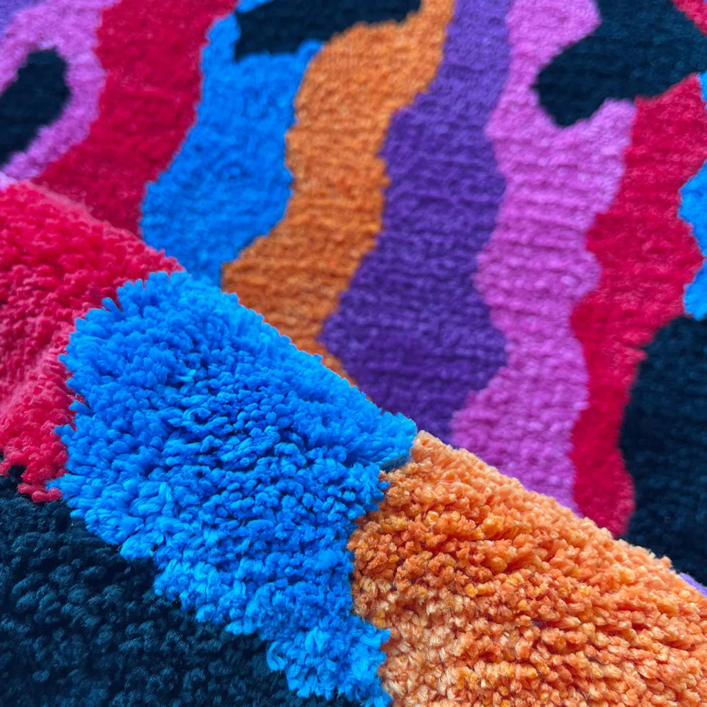 Smiley Face Tufted Rug – Retro illusion Floor Mat for Bedroom or Studio