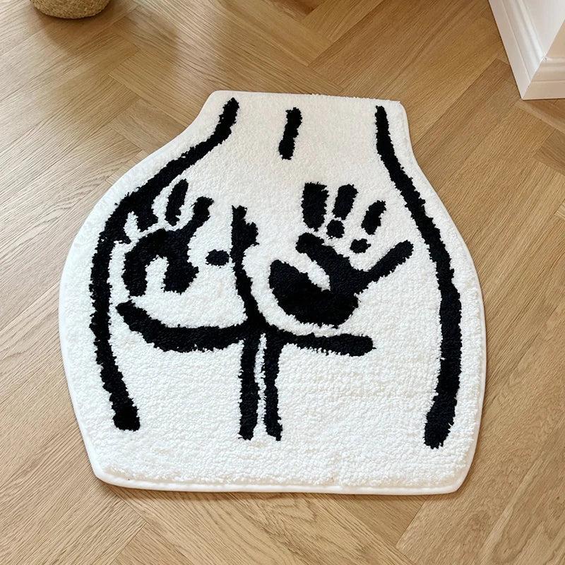 Abstract Body Tufted Rug – Funny Handprint Art Carpet