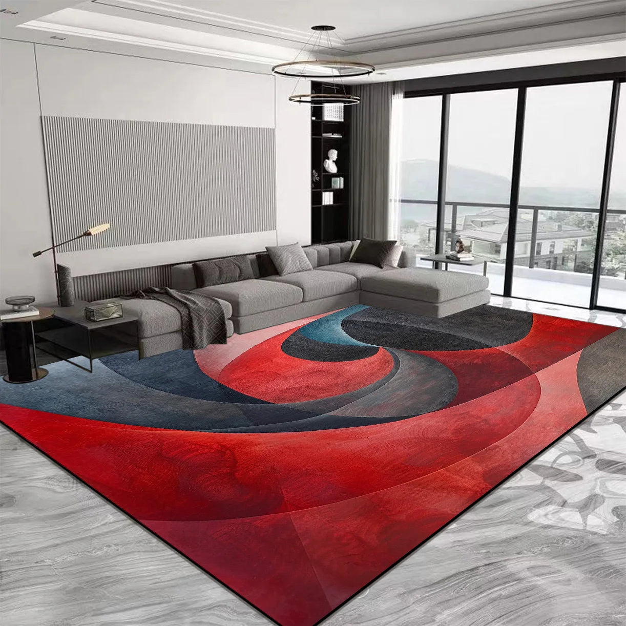 “Crimson Geometry No. 4” — Tufted Modern Art Rug from the Aurelia Dován Atelier