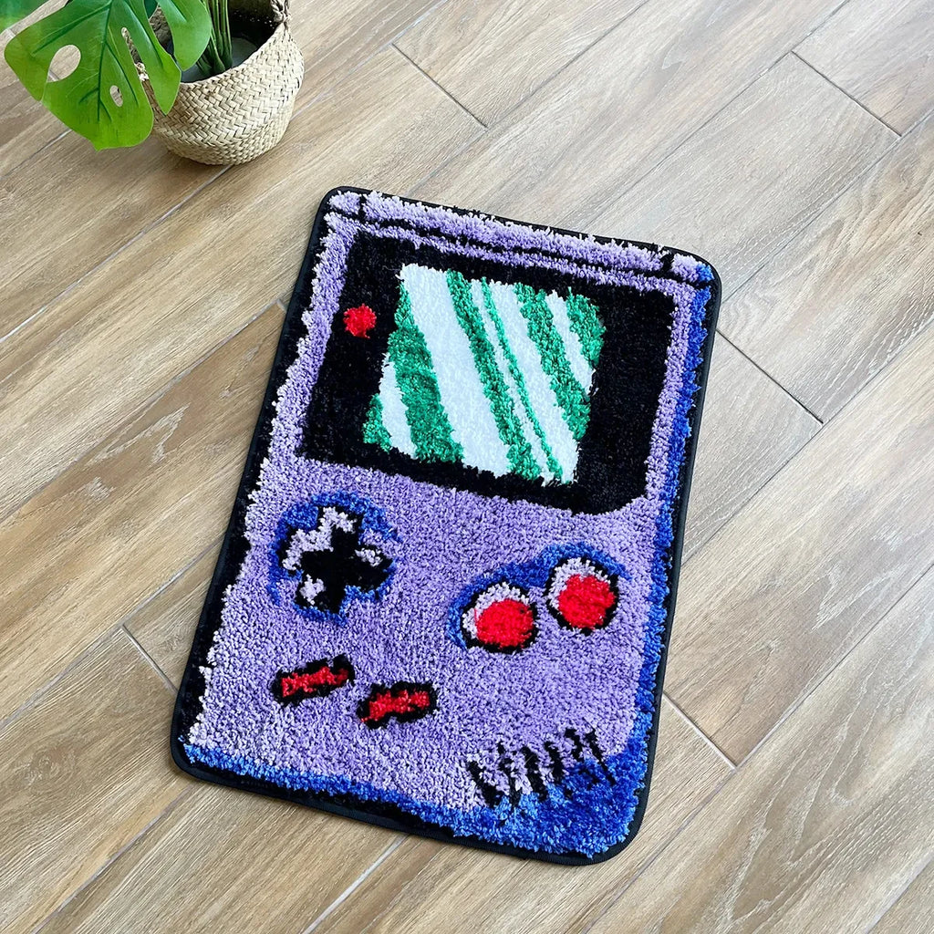 Game Boy Inspired Tufted Rug – Retro Handheld Console Floor Mat for Bedroom or Studio