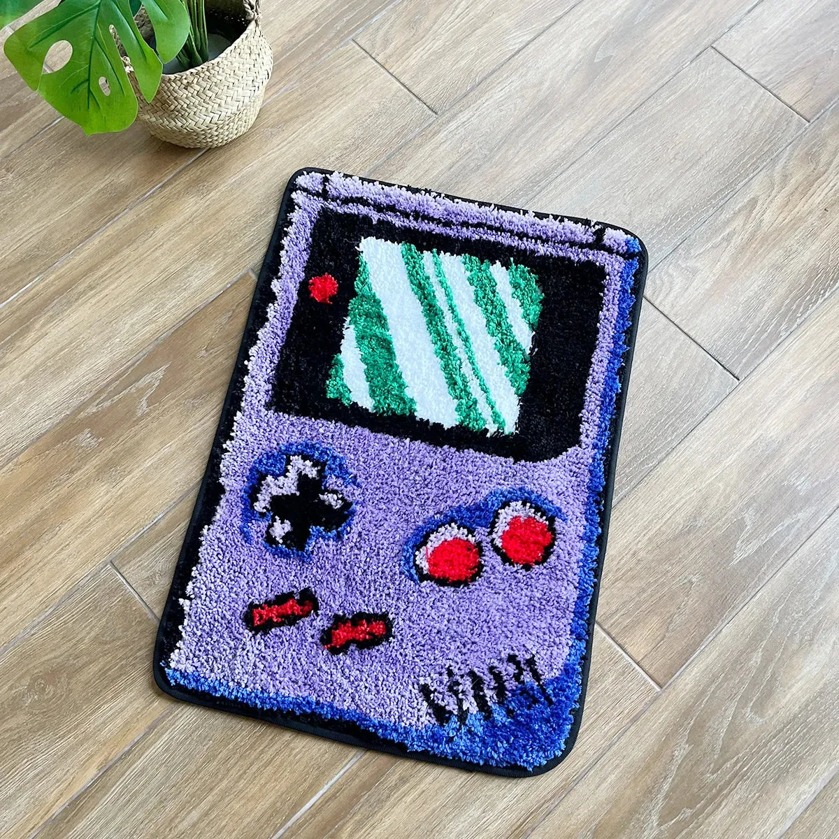 Game Boy Inspired Tufted Rug – Retro Handheld Console Floor Mat for Bedroom or Studio