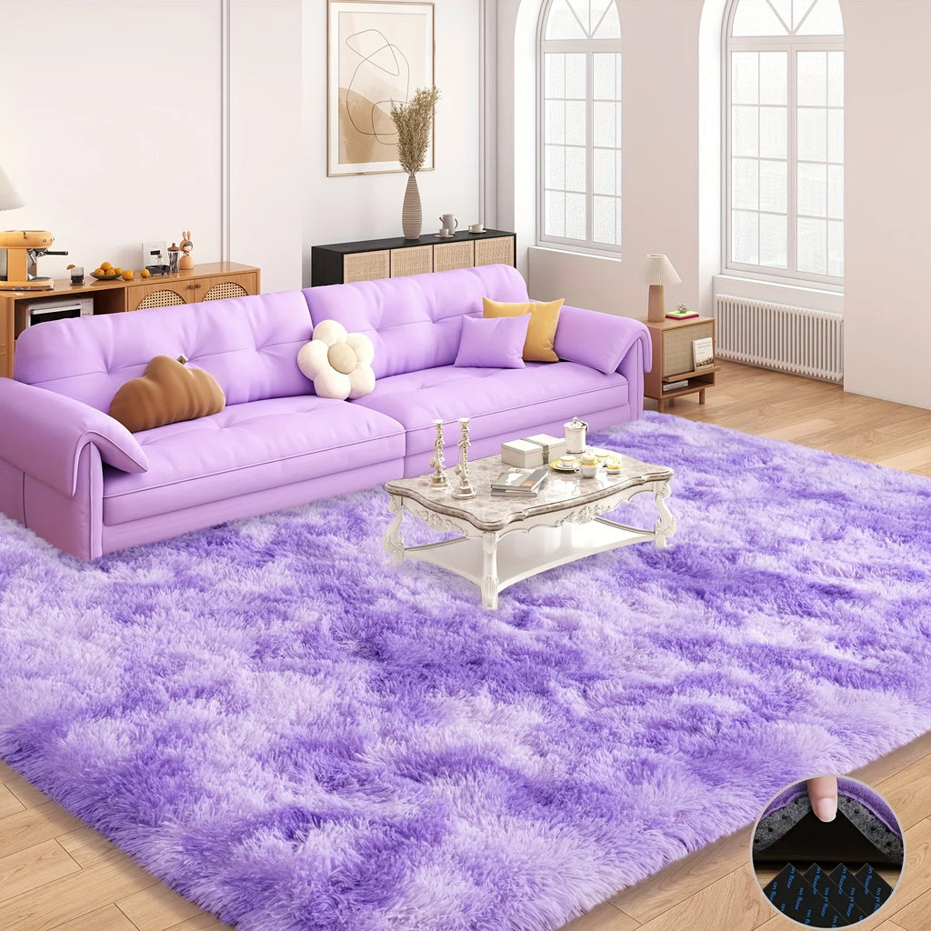 AuroraDream Purple Plush Rug – Ultra-Soft Non-Slip Art Carpet for Living Room, Bedroom & Nursery