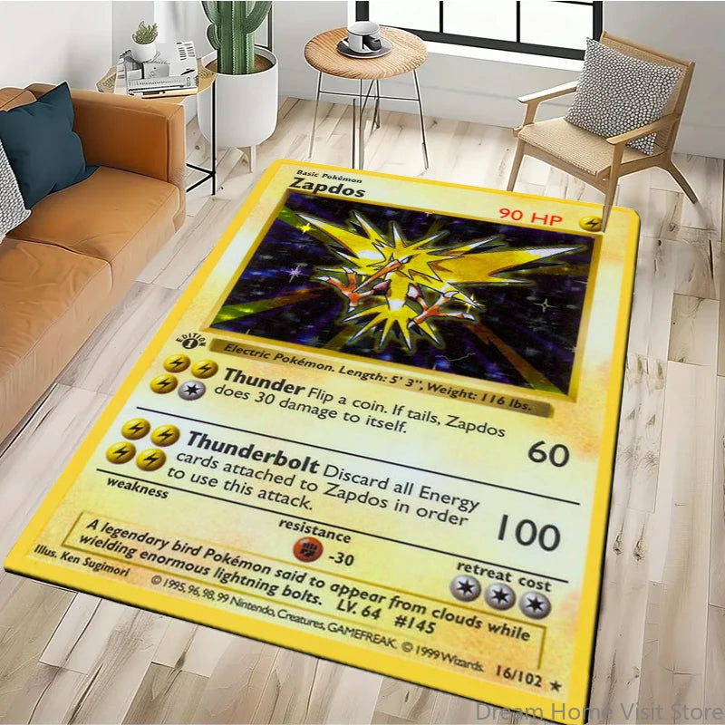 Japanese Anime Retro Pokemon Card Pattern Carpets Bedroom Play Mats Rug Liveroom Home Decor Carpet
