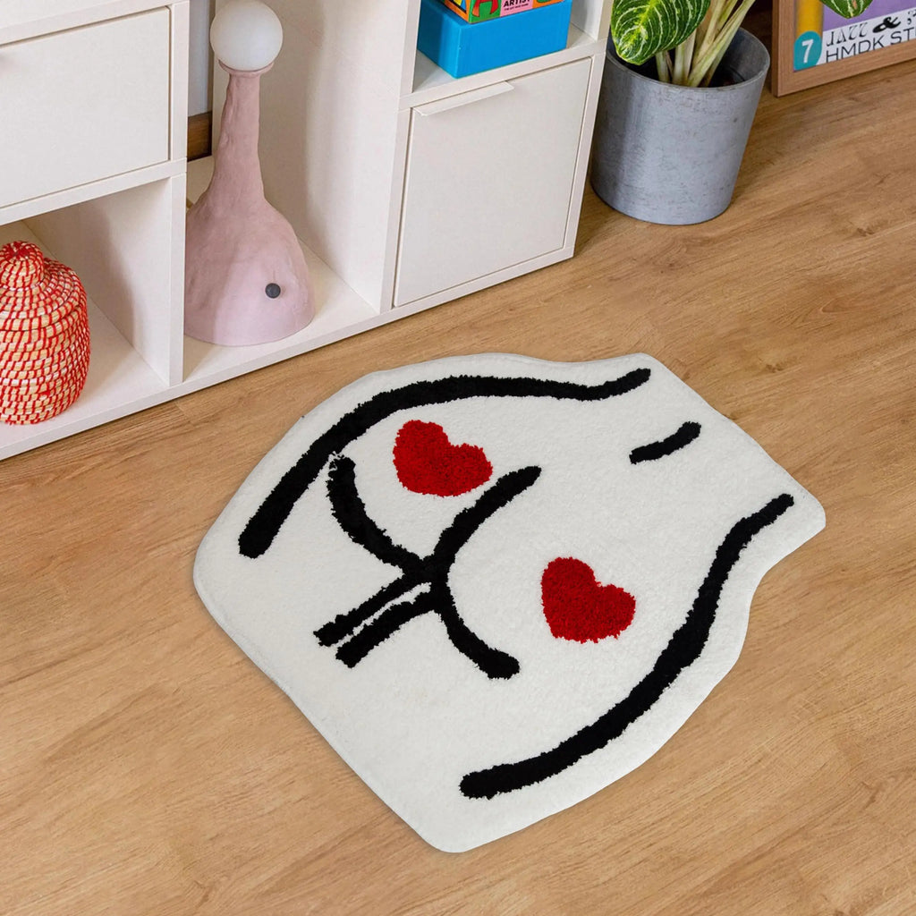 Playfully bold yet simple, this heart-themed rug adds warmth and attitude to any bedroom. A must-have for aesthetic lovers who enjoy cozy, expressive decor.