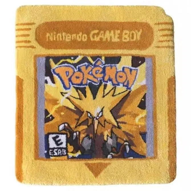 Retro Game Cartridge Rug – Vintage-Style Red Gaming Tufted Mat for Bedroom or Game Room.