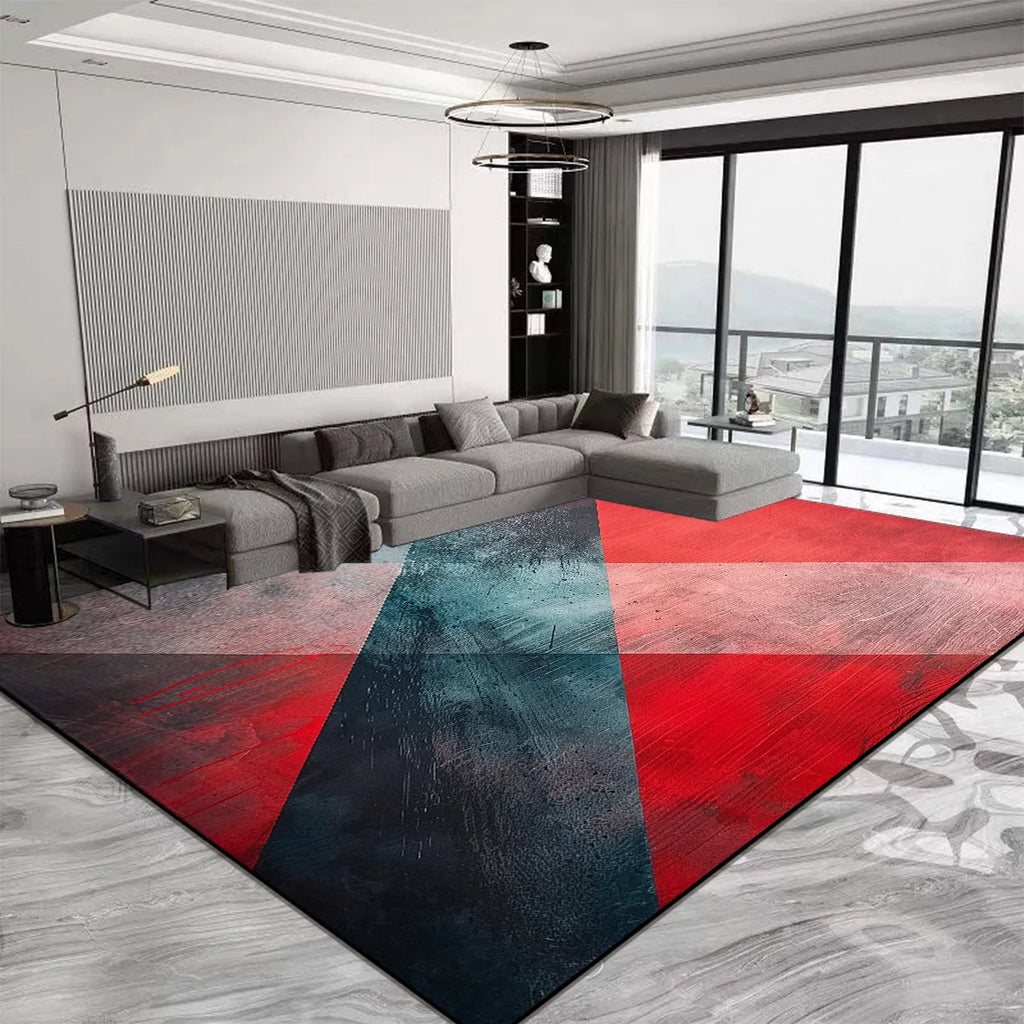 “Crimson Geometry No. 4” — Tufted Modern Art Rug from the Aurelia Dován Atelier