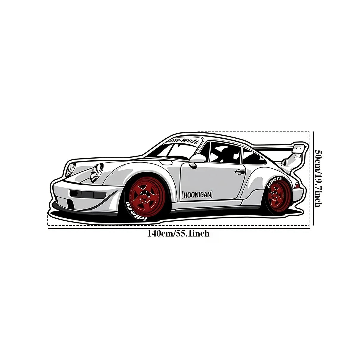 Porsche 911 Inspired Tufted Rug – Modified Sports Car Floor Mat for Bedroom or Garage