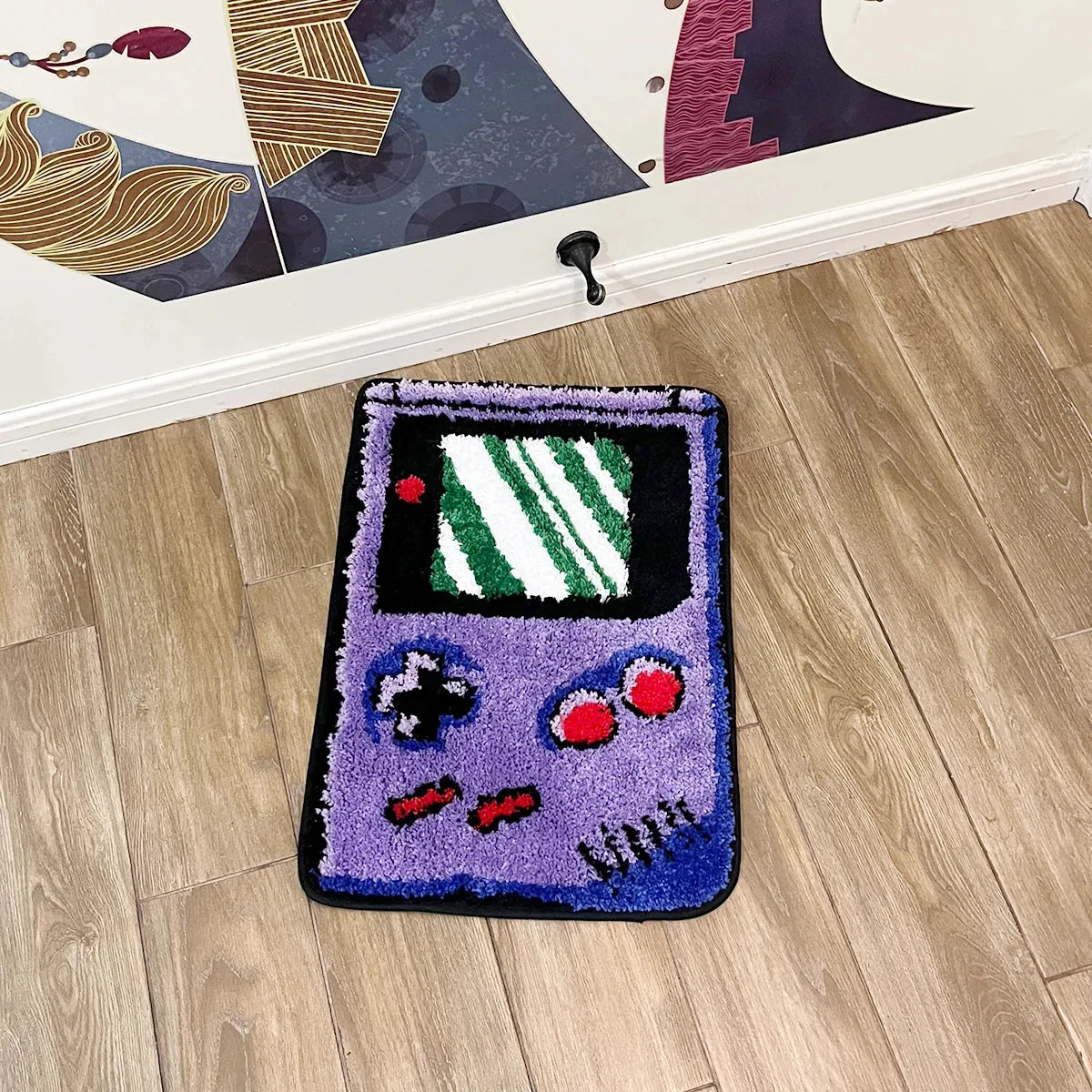 Game Boy Inspired Tufted Rug – Retro Handheld Console Floor Mat for Bedroom or Studio