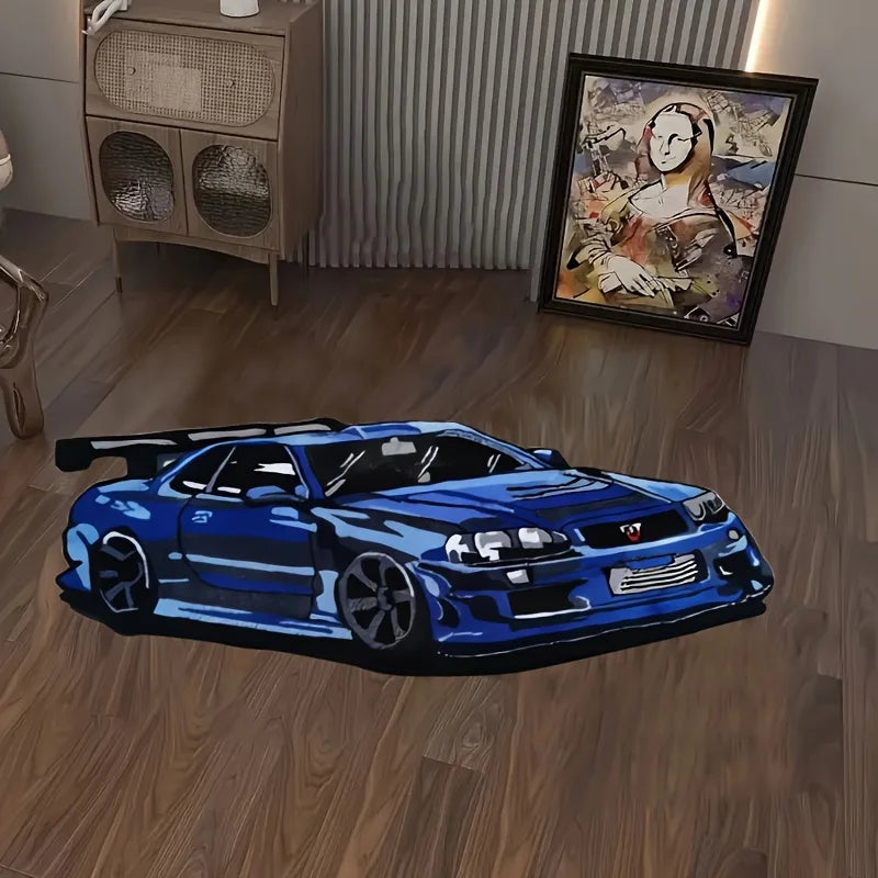 Nissan R34 Skyline Inspired Tufted Rug – JDM GTR Floor Mat for Bedroom or Garage