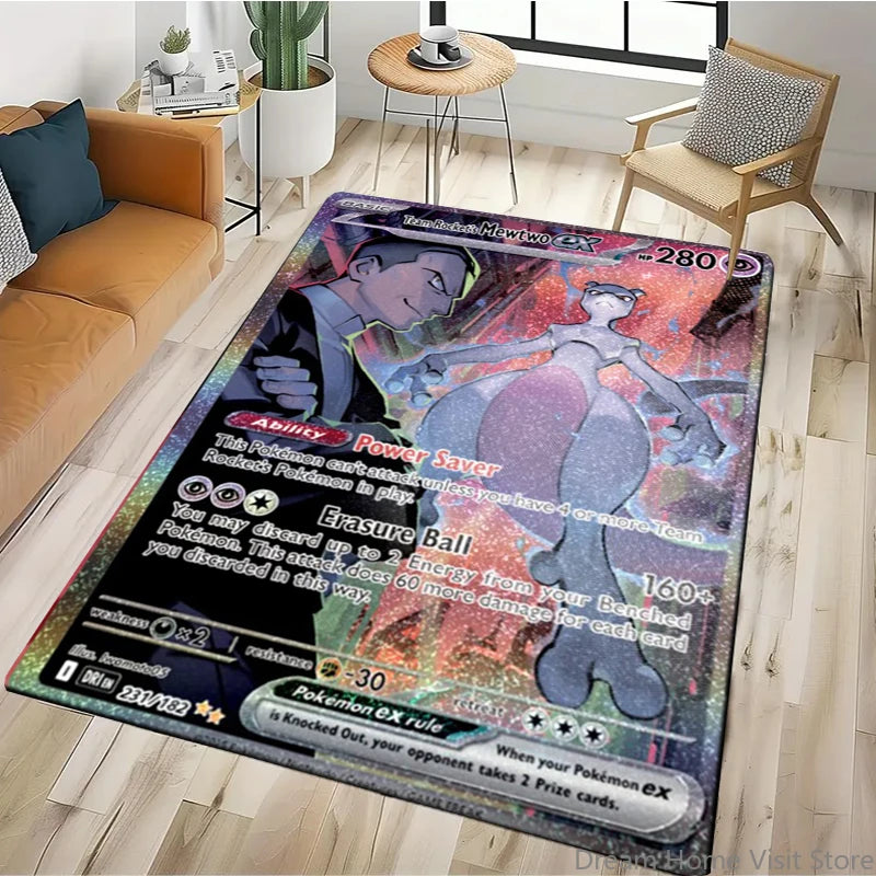 Japanese Anime Retro Pokemon Card Pattern Carpets Bedroom Play Mats Rug Liveroom Home Decor Carpet