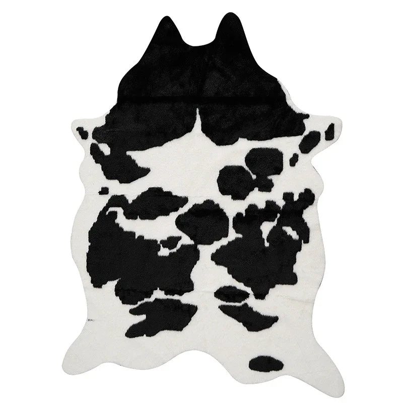 Cowhide Drift Luxe Rug – Modern Irregular Faux Cowhide Plush Carpet