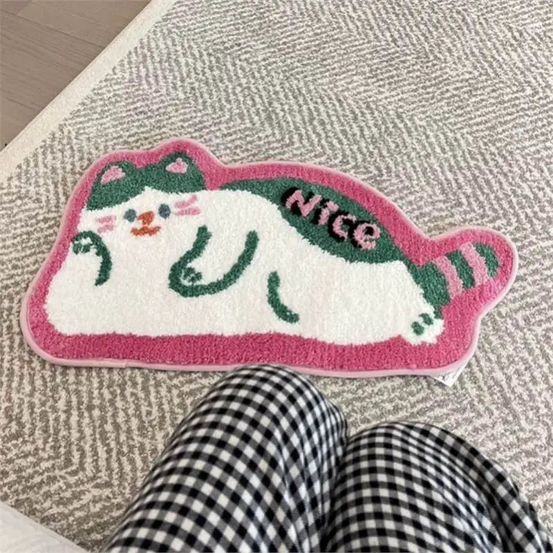 Cute Animal Tufted Rug – Panda and Cat Floor Mats for Bedroom or Living Room.