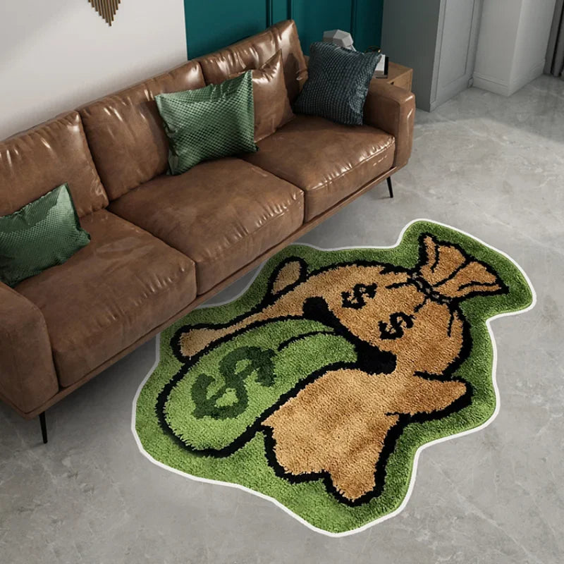 Cute Graphic Plush Rug – Soft Cartoon Floor Mat for Living Room, Bedroom, or Entryway