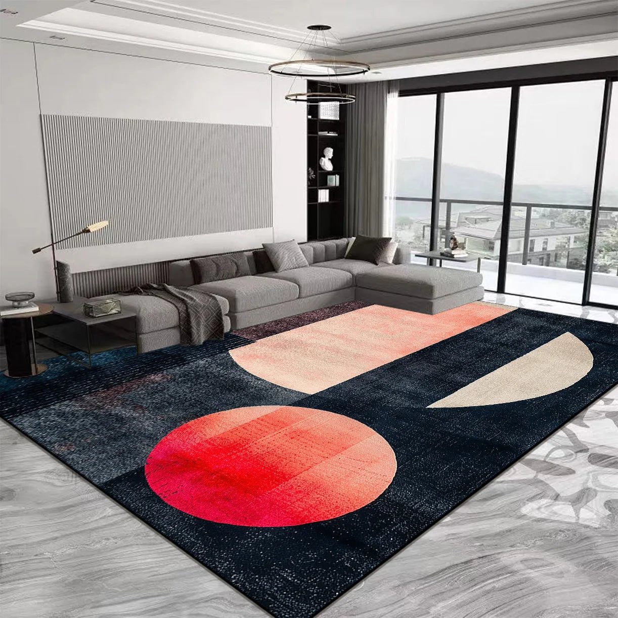 “Crimson Geometry No. 4” — Tufted Modern Art Rug from the Aurelia Dován Atelier