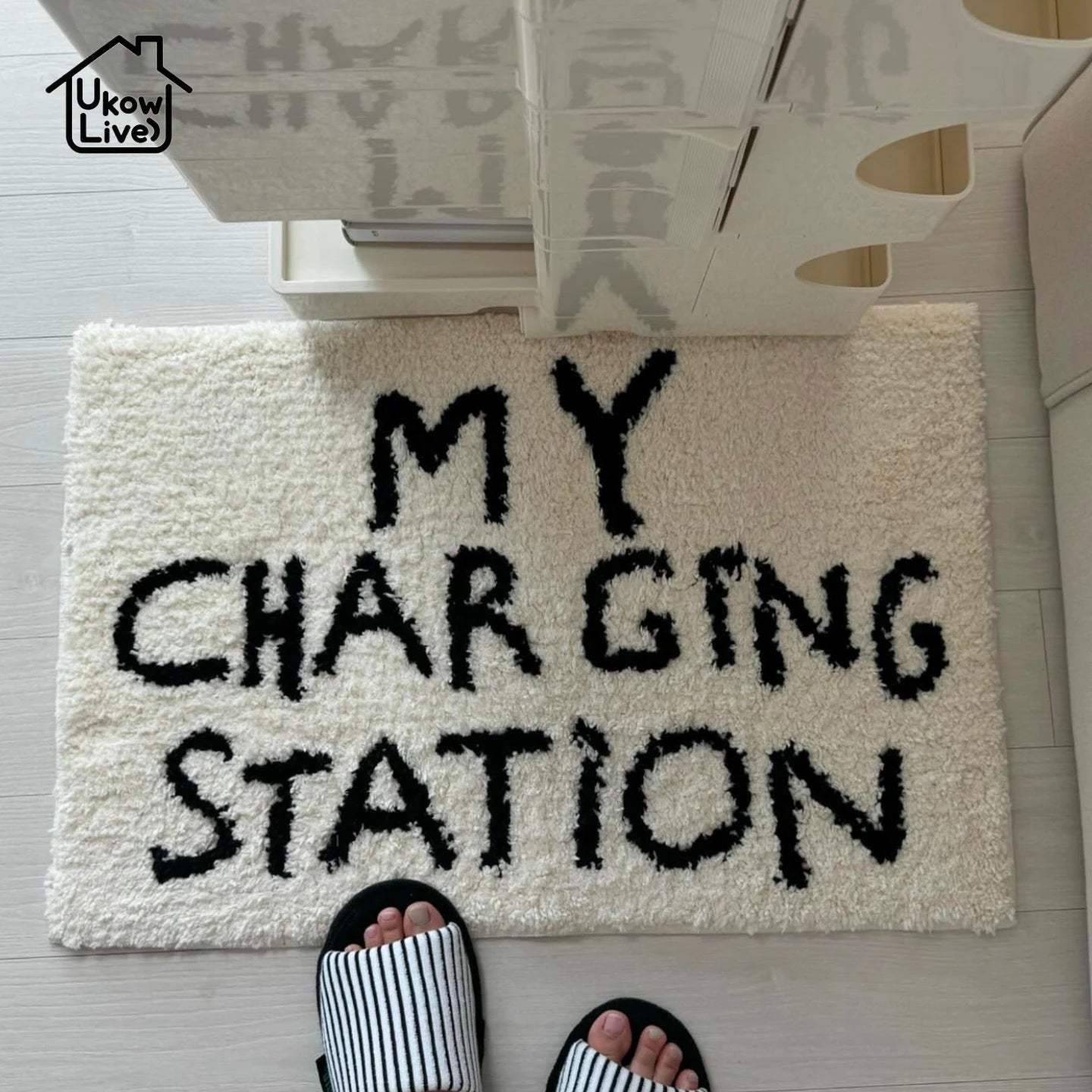 “My Charging Station" Tufted Rug – Funny Bedroom Floor Mat