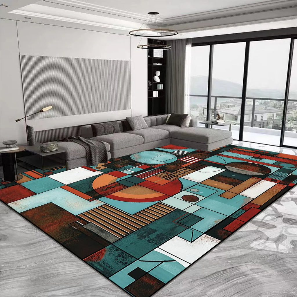 “Crimson Geometry No. 4” — Tufted Modern Art Rug from the Aurelia Dován Atelier