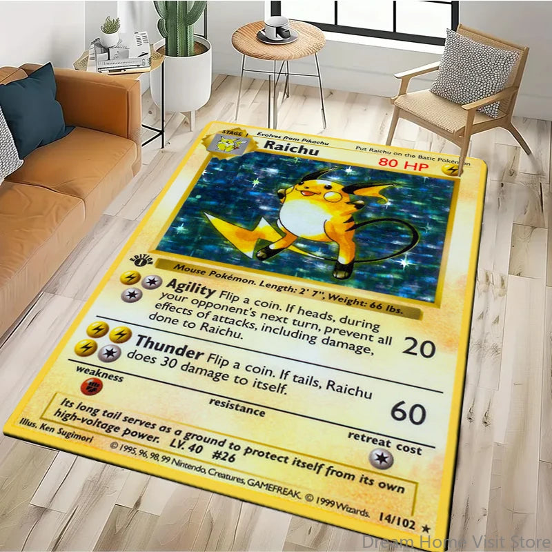 Japanese Anime Retro Pokemon Card Pattern Carpets Bedroom Play Mats Rug Liveroom Home Decor Carpet