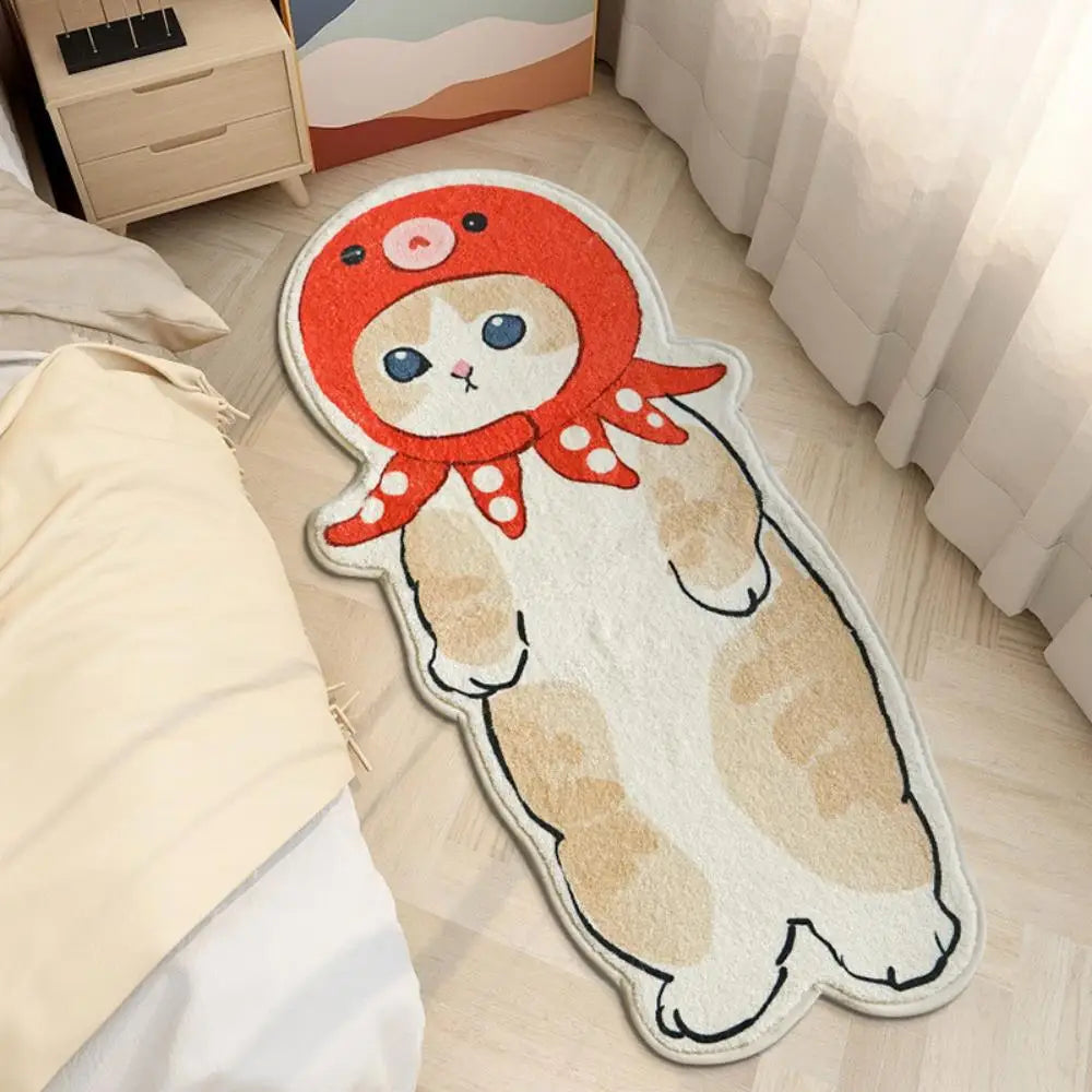 Cartoon Cat Tufted Rug – Playful Kitty Design Floor Mat for Bedroom or Bathroom