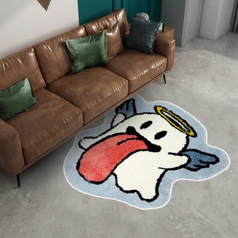 Cute Graphic Plush Rug – Soft Cartoon Floor Mat for Living Room, Bedroom, or Entryway