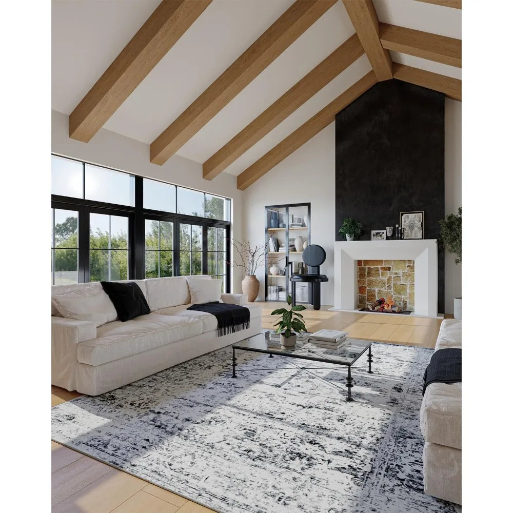 “Moonwash No. 4” 8x10ft Tufted Abstract Grey Area Rug