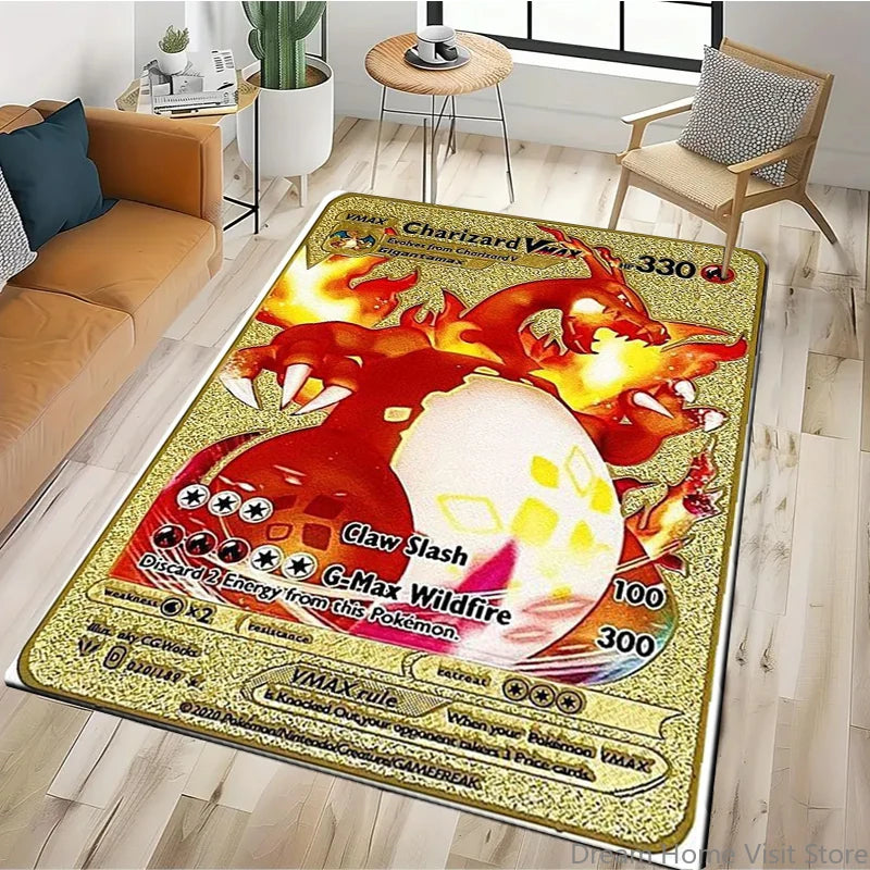 Japanese Anime Retro Pokemon Card Pattern Carpets Bedroom Play Mats Rug Liveroom Home Decor Carpet