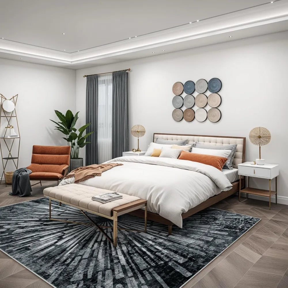 “Nocturne Splash Study” —8x10ft Tufted Abstract Expression Rug by Mara Ellin Studio