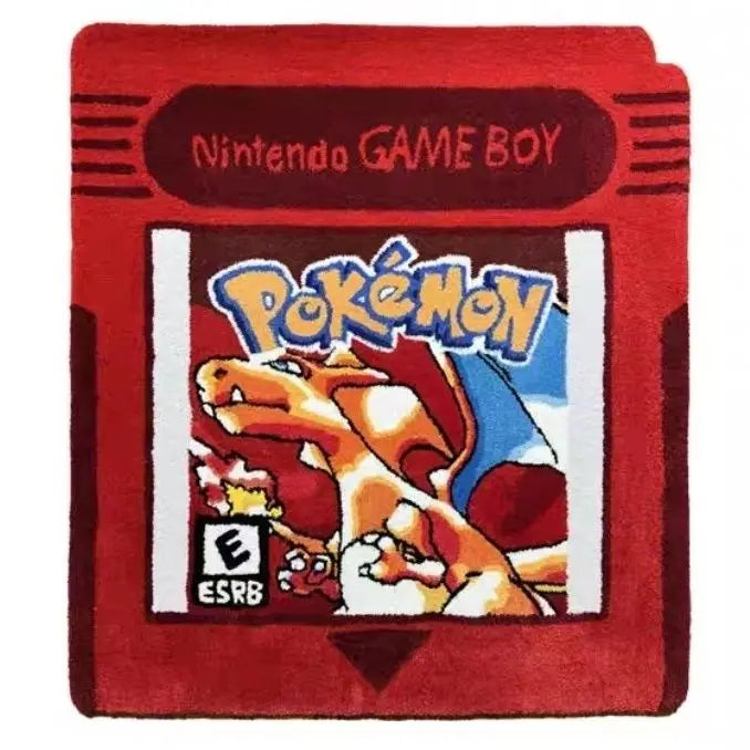Retro Game Cartridge Rug – Vintage-Style Red Gaming Tufted Mat for Bedroom or Game Room.