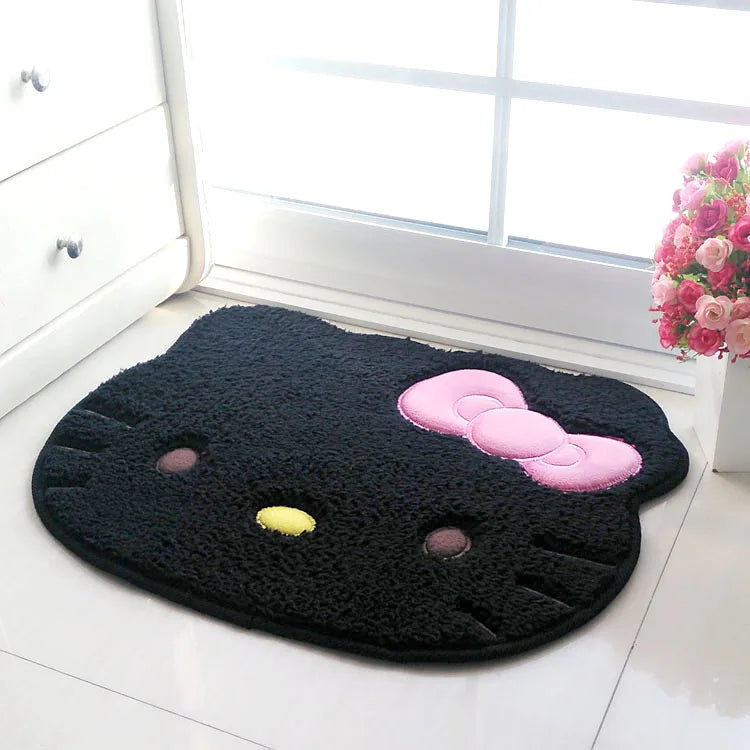 Cute Kitty Tufted Rug – Pink Cartoon Floor Mat for Bedroom or Vanity Room Decor.