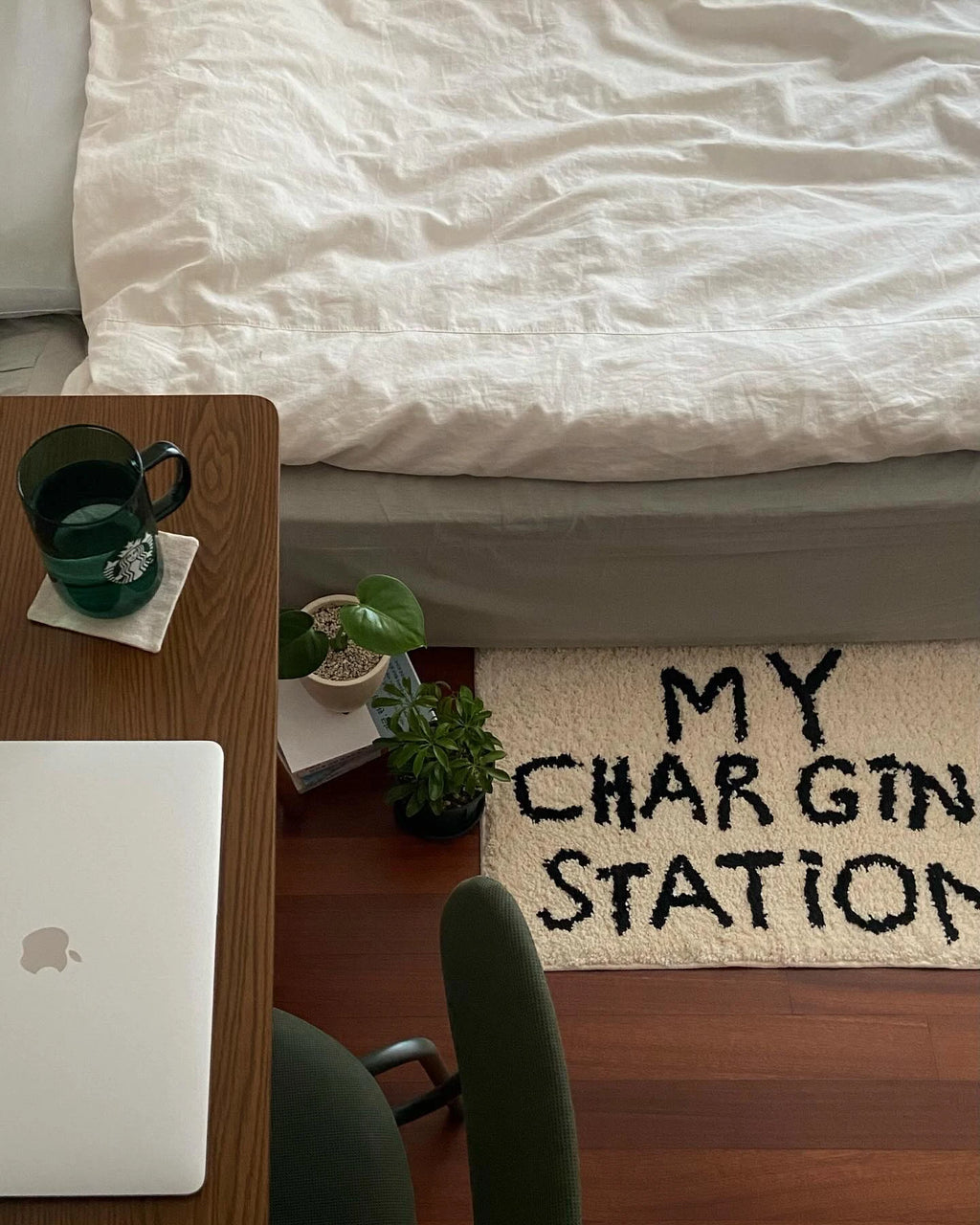 “My Charging Station" Tufted Rug – Funny Bedroom Floor Mat