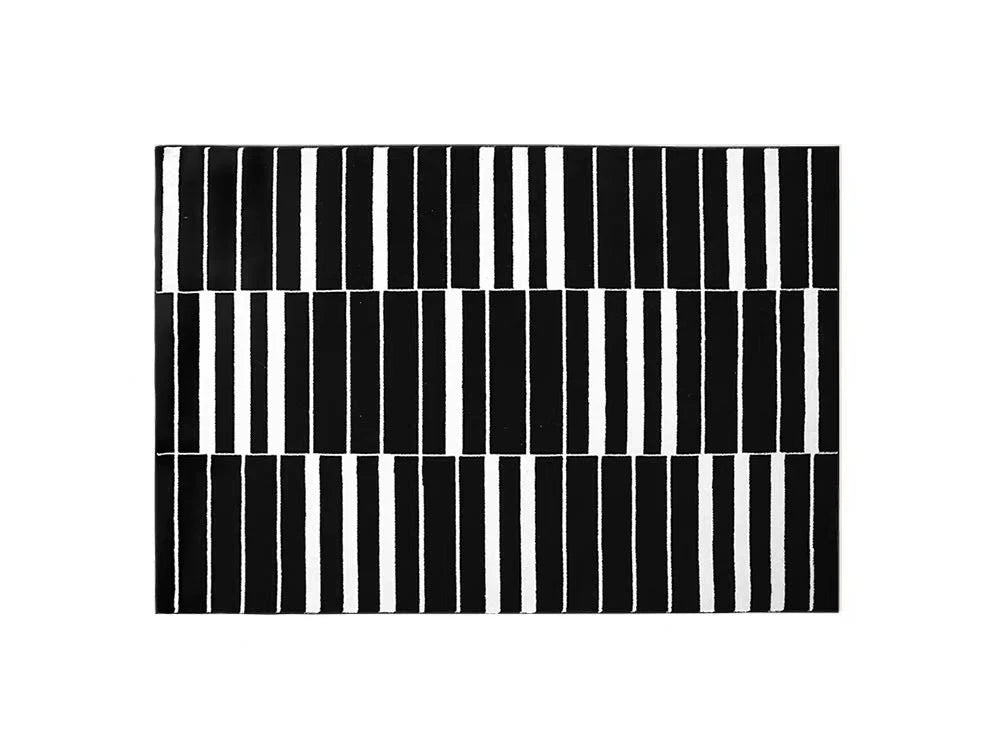 Linear Harmony | Black Stripe Modern Plush Rug by Marin Étoile