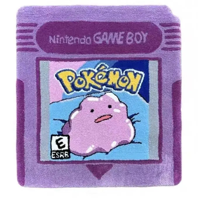 Retro Game Cartridge Rug – Vintage-Style Red Gaming Tufted Mat for Bedroom or Game Room.