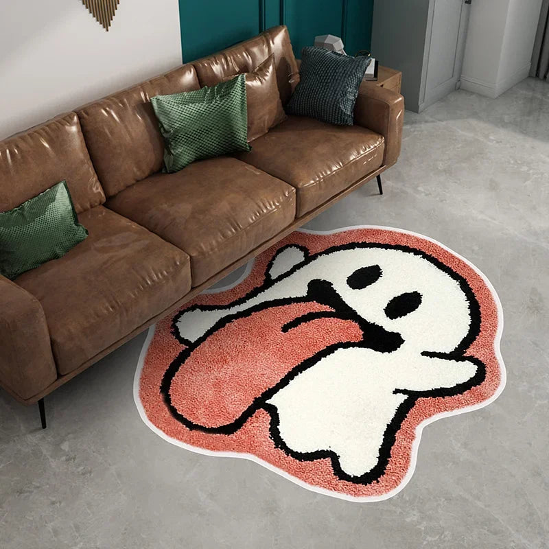 Cute Graphic Plush Rug – Soft Cartoon Floor Mat for Living Room, Bedroom, or Entryway
