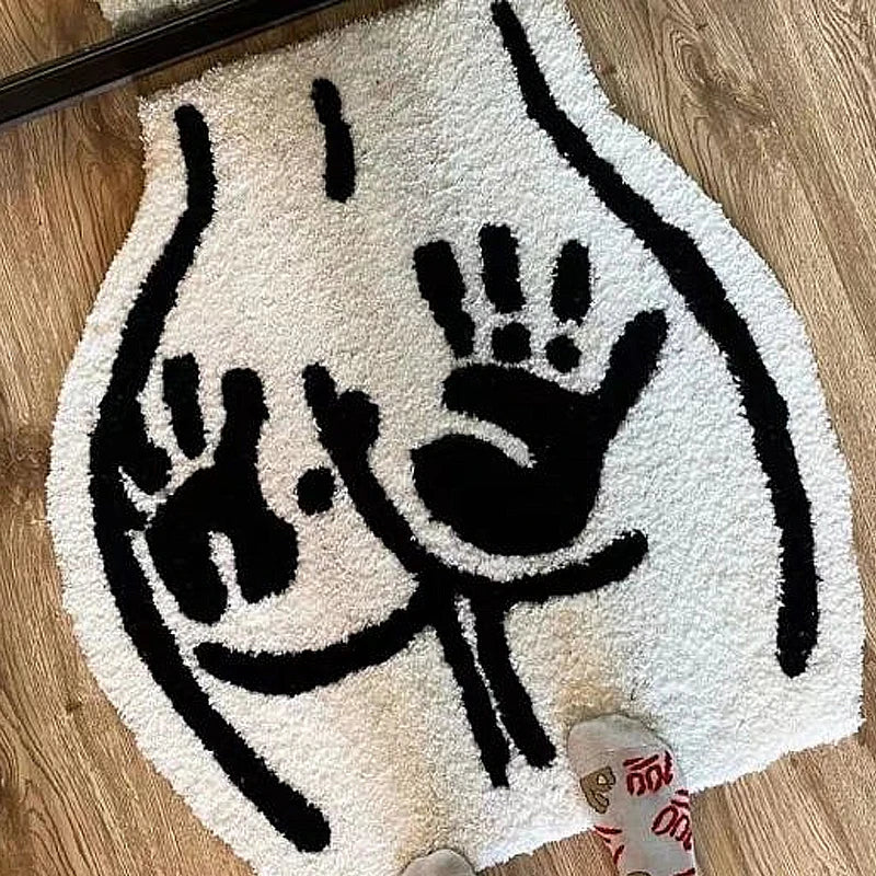 Abstract Body Tufted Rug – Funny Handprint Art Carpet