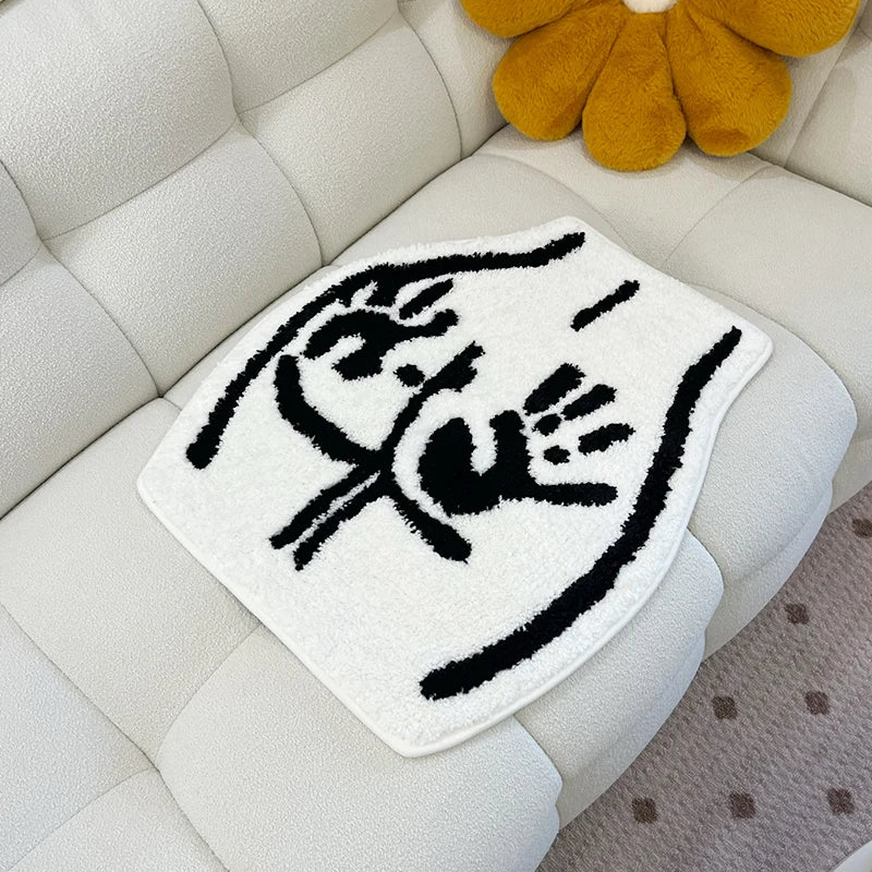 Abstract Body Tufted Rug – Funny Handprint Art Carpet