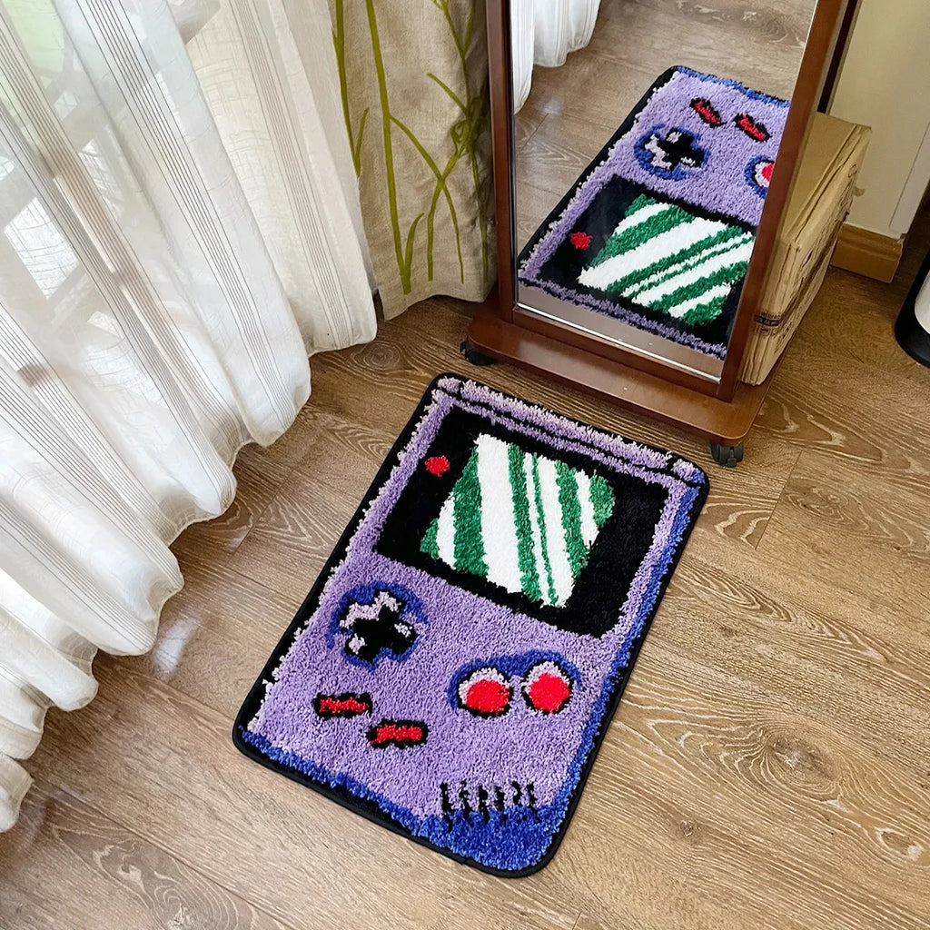Game Boy Inspired Tufted Rug – Retro Handheld Console Floor Mat for Bedroom or Studio