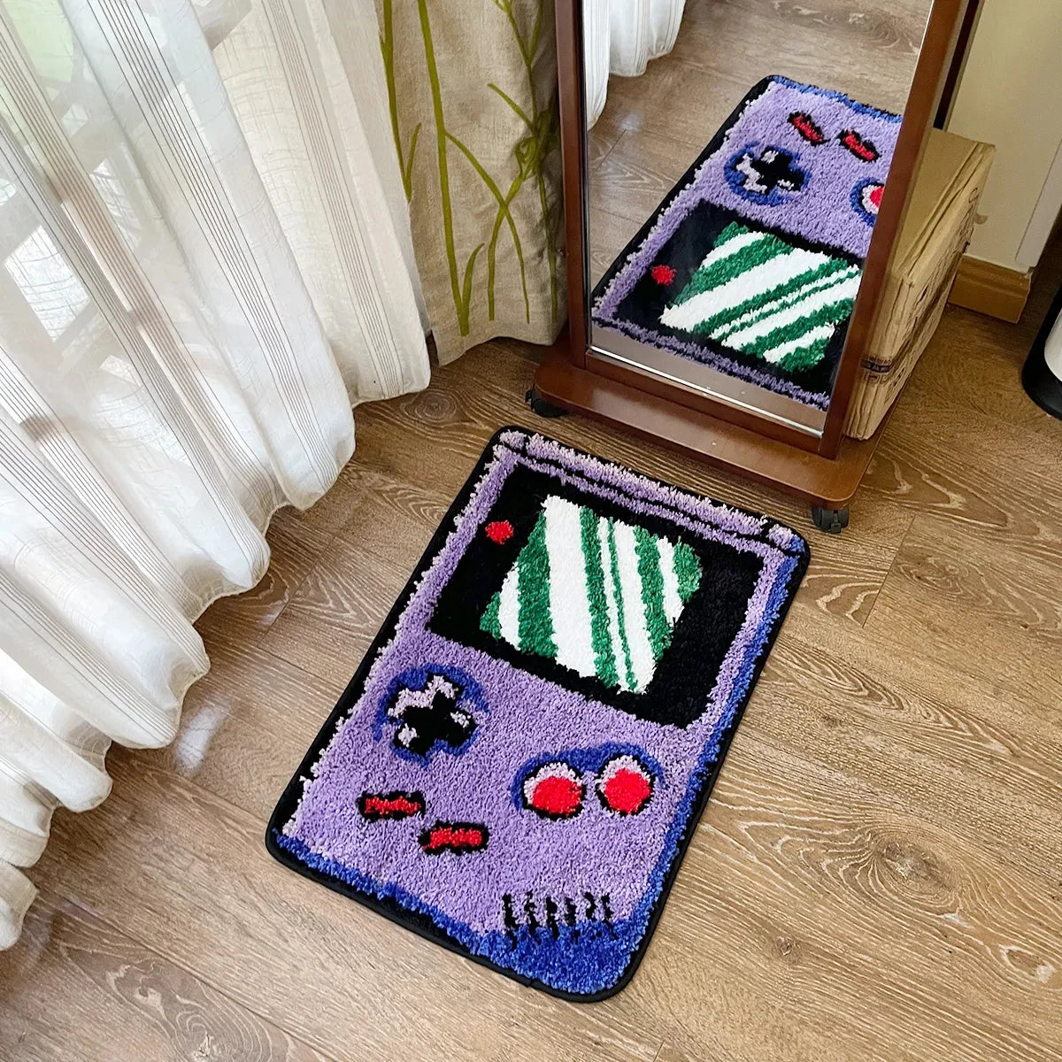 Game Boy Inspired Tufted Rug – Retro Handheld Console Floor Mat for Bedroom or Studio
