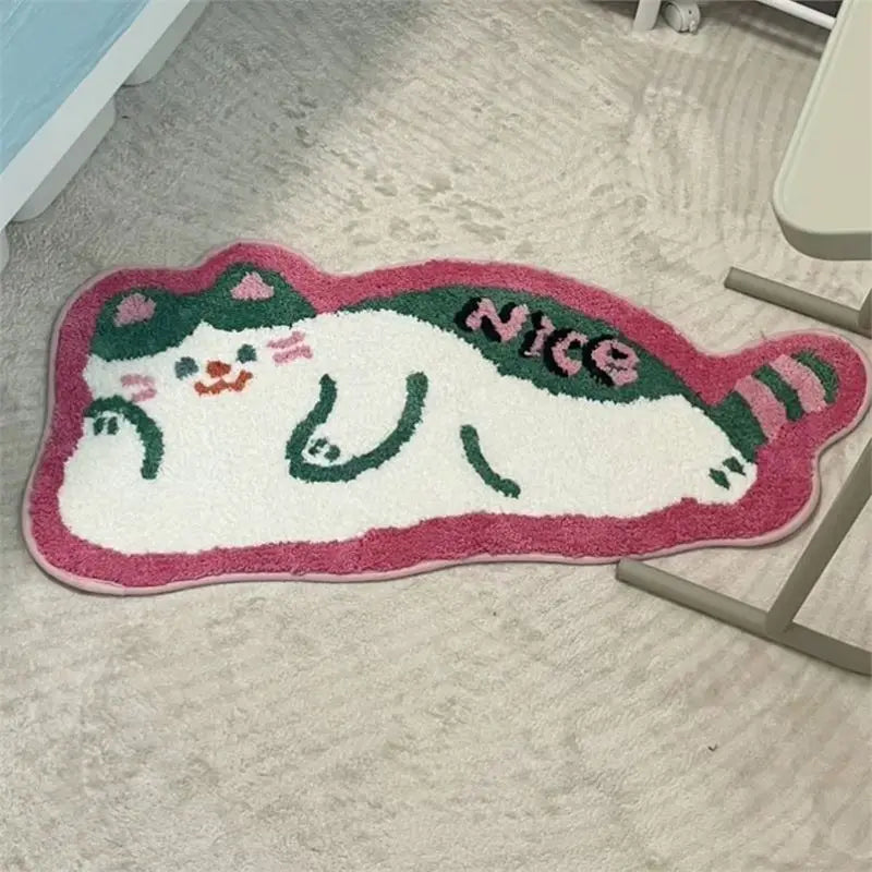 Cute Animal Tufted Rug – Panda and Cat Floor Mats for Bedroom or Living Room.