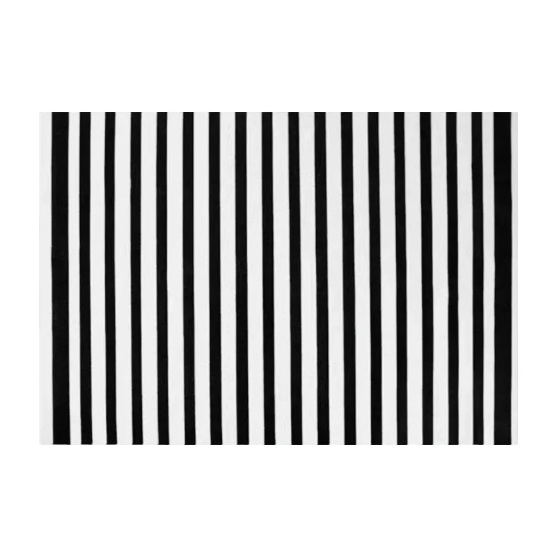 Linear Harmony | Black Stripe Modern Plush Rug by Marin Étoile