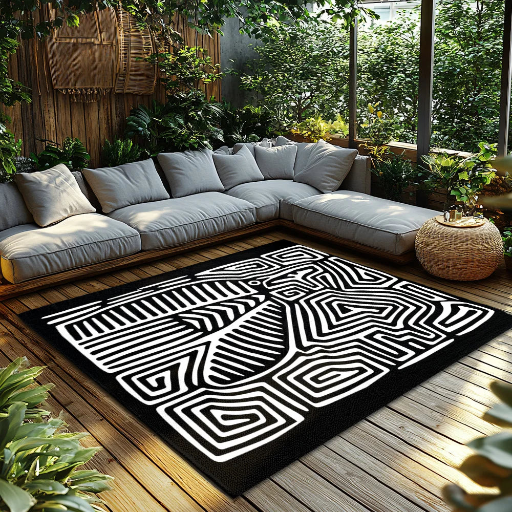 Geometric Line Art Rug – Modern Plush Non-Slip Design