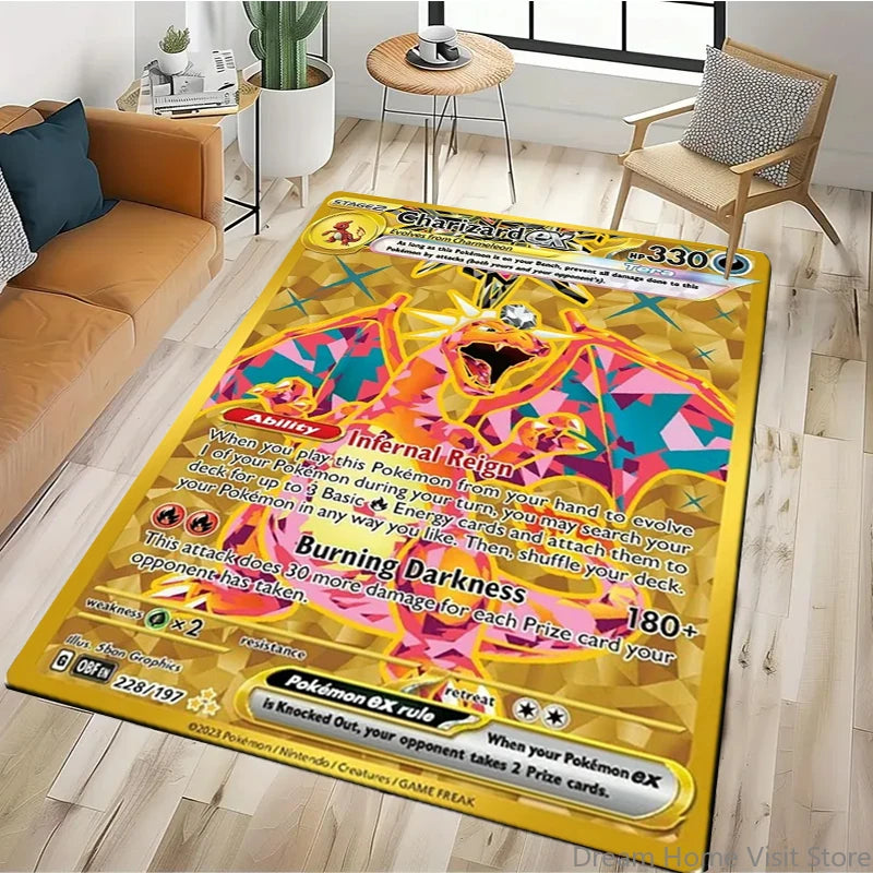Japanese Anime Retro Pokemon Card Pattern Carpets Bedroom Play Mats Rug Liveroom Home Decor Carpet