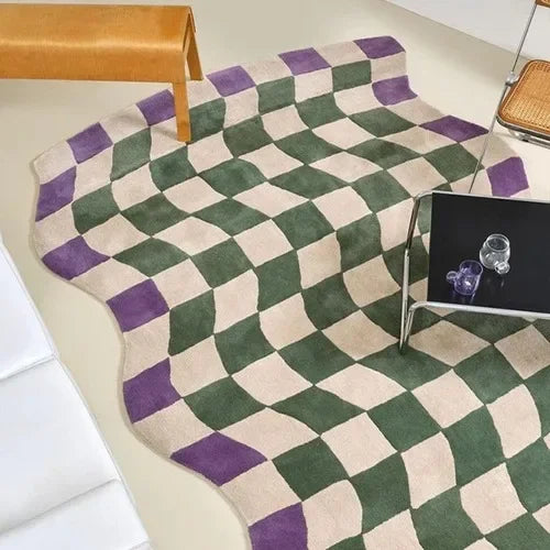 Chessboard Mirage Rug by Liora Kade — Modern Graphic Art Carpet for Living Rooms & Bedrooms