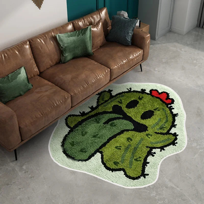 Cute Graphic Plush Rug – Soft Cartoon Floor Mat for Living Room, Bedroom, or Entryway
