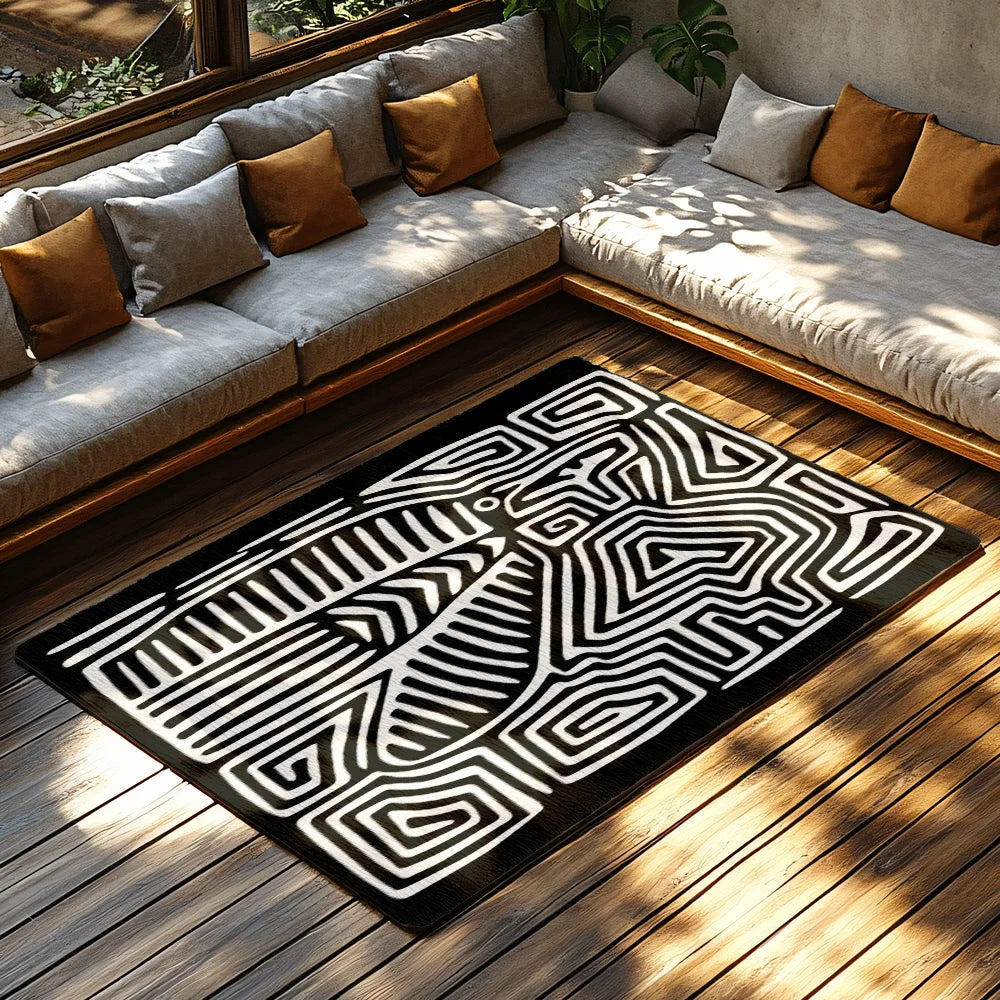 Geometric Line Art Rug – Modern Plush Non-Slip Design