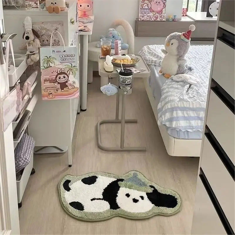 Cute Animal Tufted Rug – Panda and Cat Floor Mats for Bedroom or Living Room.