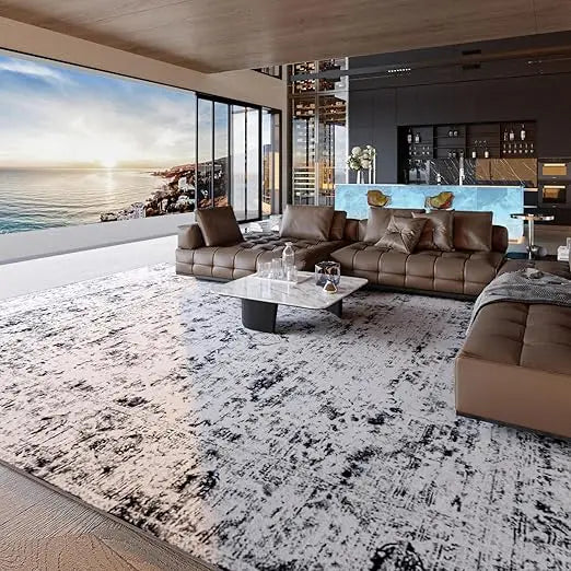 “Moonwash No. 4” 8x10ft Tufted Abstract Grey Area Rug