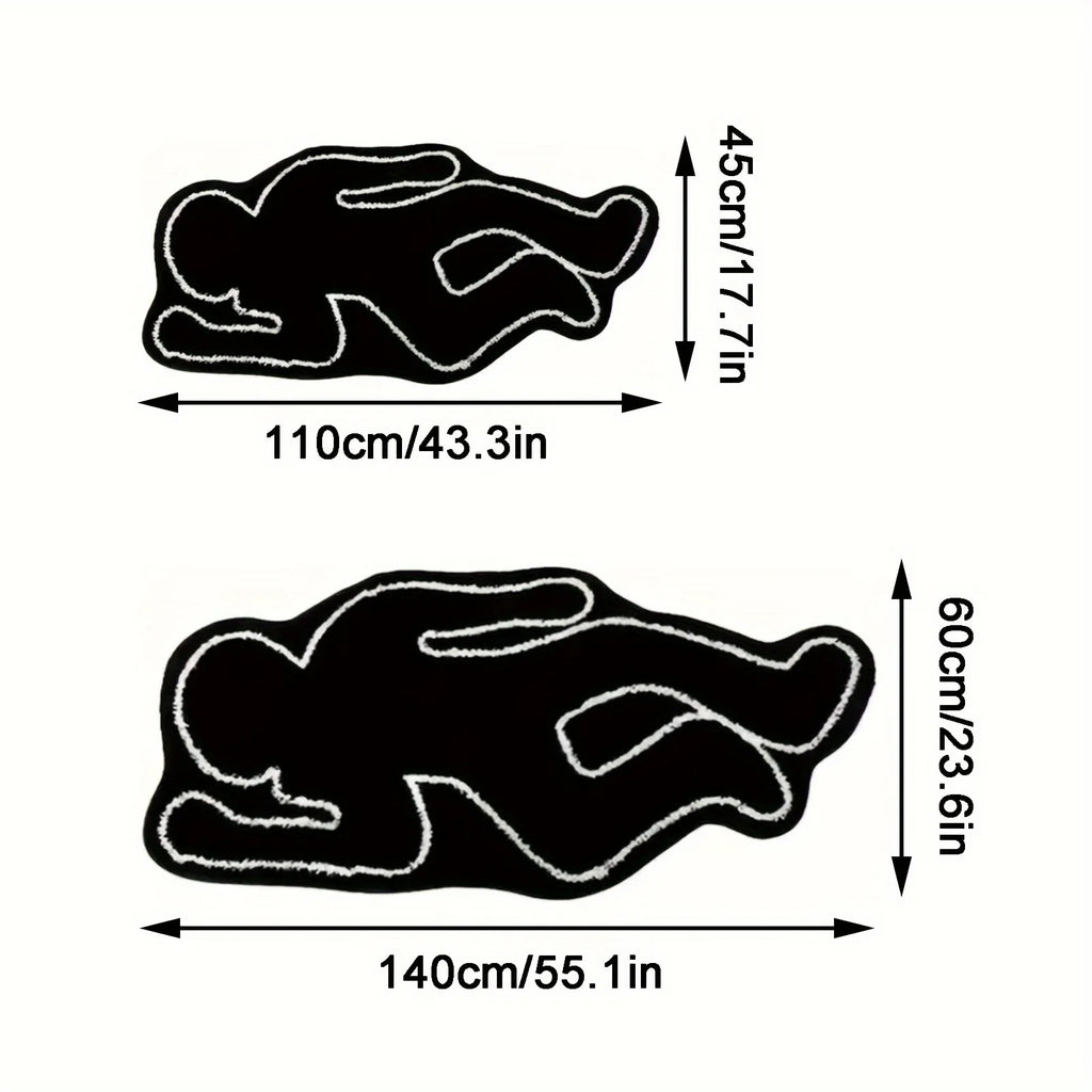 Cartoon Line Art Mat – Soft Plush Tufted Non-Slip Runner