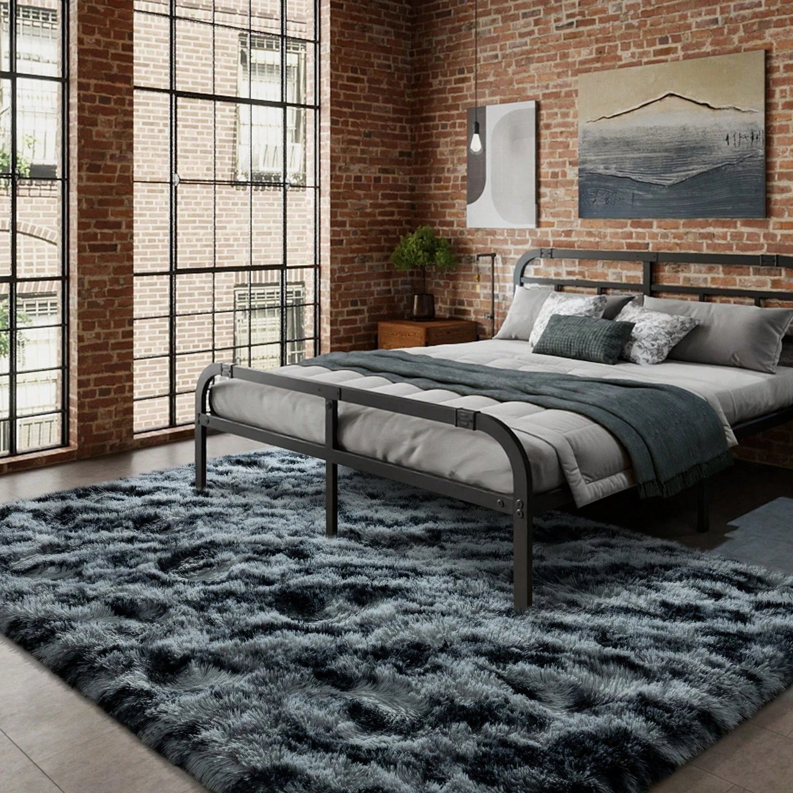 Liora Gnizama Striped Plush Rug in Black & Gray – Ultra Soft Washable Living Room & Bedroom Area Rug