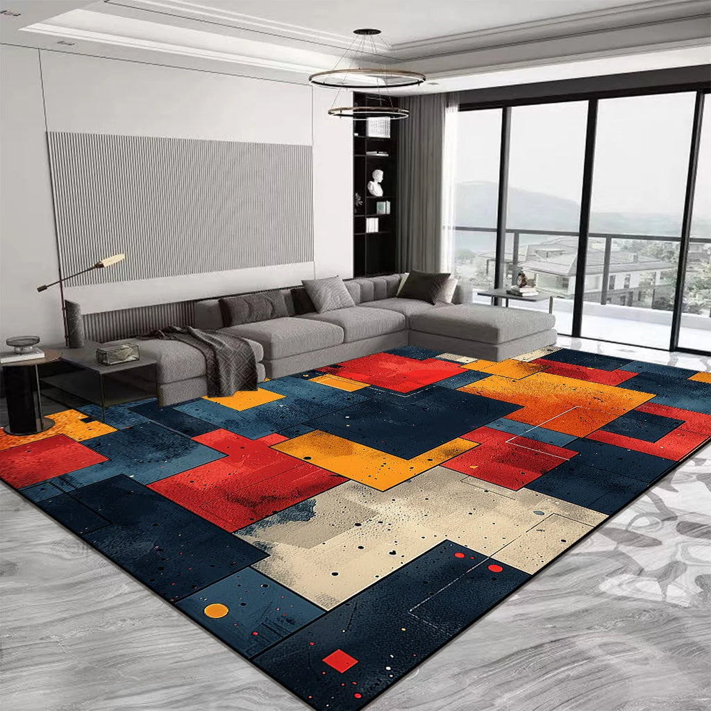 “Crimson Geometry No. 4” — Tufted Modern Art Rug from the Aurelia Dován Atelier