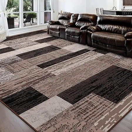 Modern Geometric 5x8ft Patchwork Chocolate Area Rug